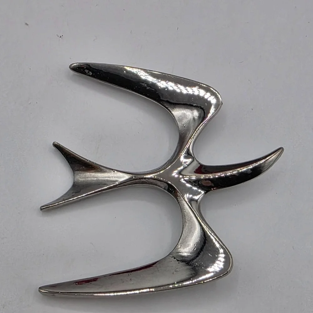 Sarah Coventry Silver Tone Mid Century Modern Abstract Bird Brooch‎ Pin